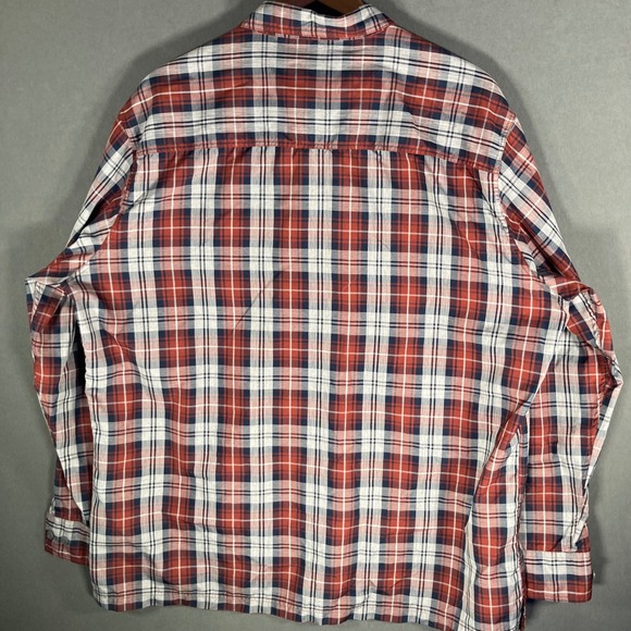 Croft & Barrow Mens XL Plaid Button Down Shirt Quick Dry Roll Sleeve Red Blue - Picture 2 of 9